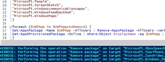 PowerShell script to remove built-in Store apps on Windows 10/11