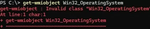 wmi error invalid class in powershell command