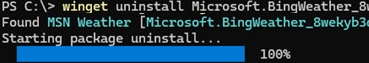 remove store app using winget
