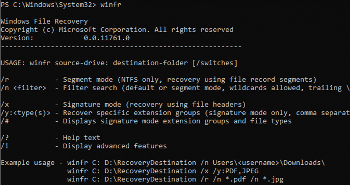 Using Windows File Recovery Tool (WINFR) on Windows 10 Windows OS Hub