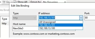 Change IP address in IIS web server binding