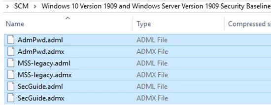 admx GPO templates in Microsoft Security Baseline 