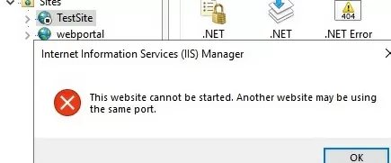 This website cannot be started. Another website may be using the same port.