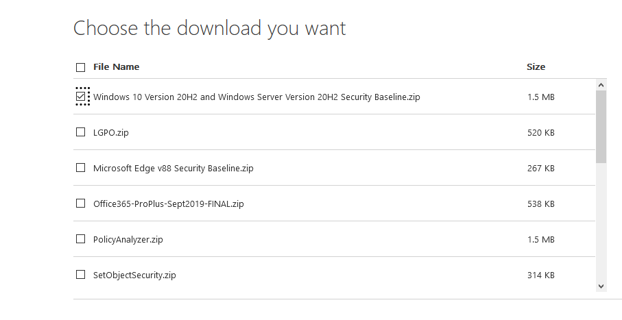 download Microsoft Security Baseline gpo templates