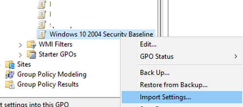 import Microsoft Security Baseline settings to GPO