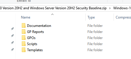 Microsoft Security Baseline archives for various builds of Windows 10 and Windows Server 