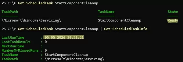 Scheduled task - StartComponentCleanup