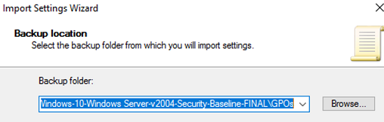 select Security Baseline folder