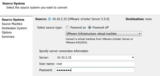 vmware converter connect vcenter