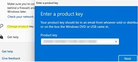 Enter Windows 11 Professional product key