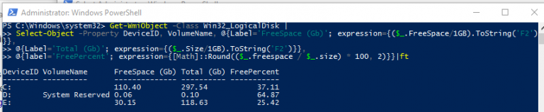 PowerShell: Check Free Disk Space and Disk Usage | Windows OS Hub