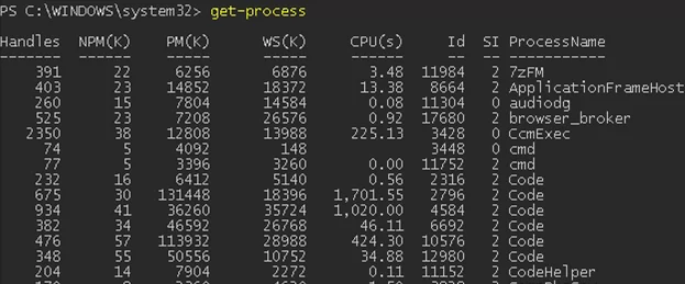 How to find running processes with Get-Process PowerShell cmdlet?
