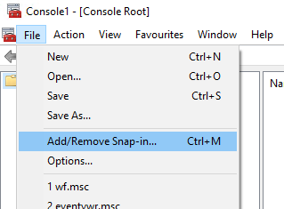mmc add/remove snap-in