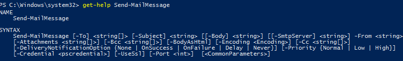 Using the PowerShell Send-MailMessage cmdlet