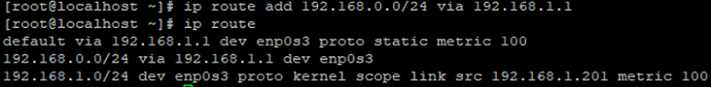 ip rout add static route on Linux