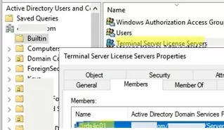 AD group Terminal Server License Servers