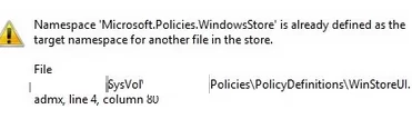 ADMX GPO error: Namespace is already defined as the target 