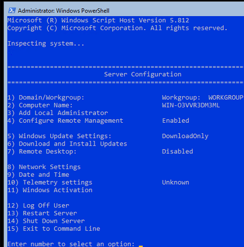 How to Recover the Command Prompt on Windows Server Core 2016