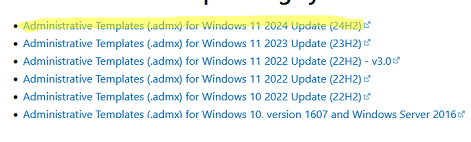 download newest admx template version for windows 11