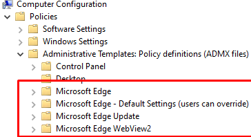 GPO Administrative Templates for managing Edge