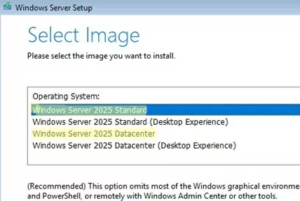 installing windows server core without desktop experience