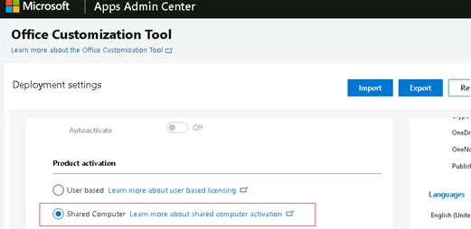 Office Customization Tool - Shared Computer Activation