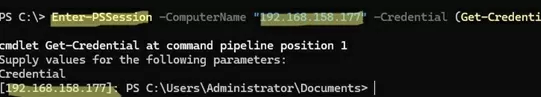remotely connect server core via powershell