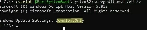 scregedit.wsf set windows update settings