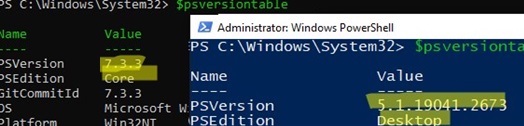 two powershell versions on windows 10