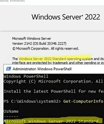 Upgrade evaluated to Windows Server 2022 Standard