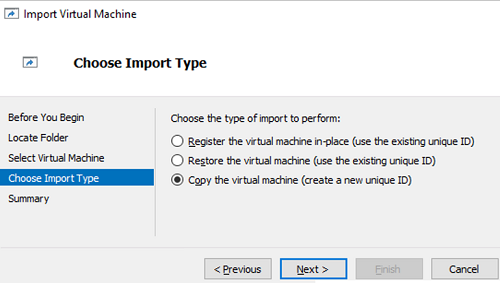 VM importing virtual machine ID