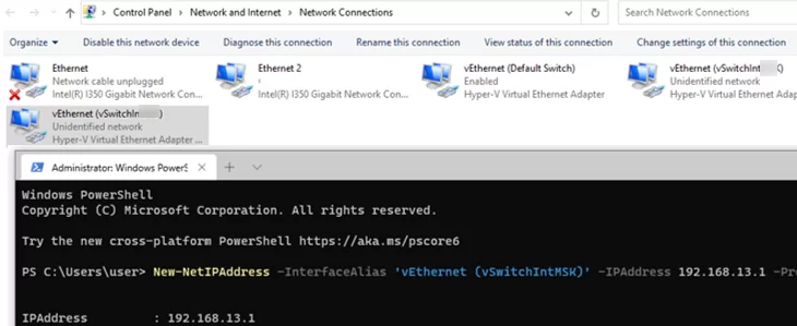 configure ip address for hyper-v switches