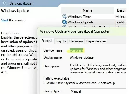 get service name in services.msc snap-in