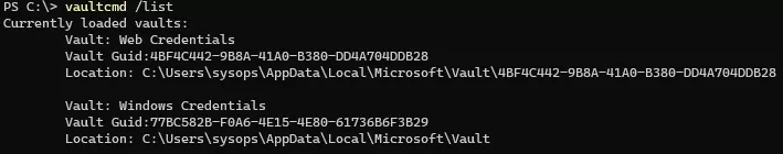 vaultcmd: get windows credential vault path