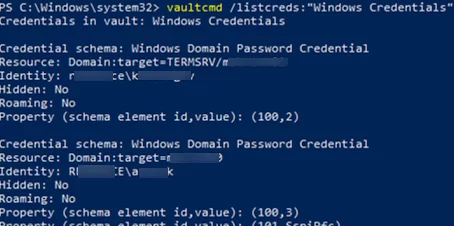vaultcmd - manage saved windows credentials command prompt