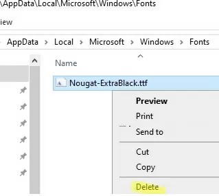 delete custom user fonts from a profile