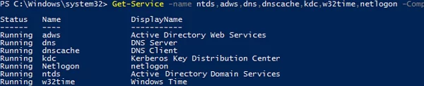 get adds services states on a domain controller