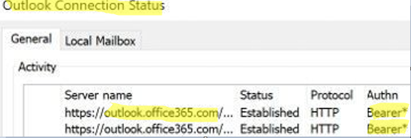 outlook bearer* auth protocol means that basic authentication in used to connect to office 365
