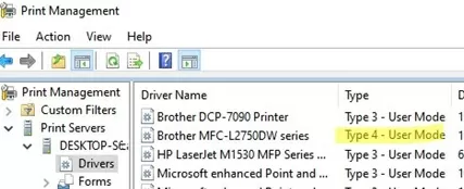 use type 4 printer driver on windows