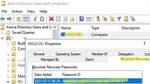 View BitLocker recovery password in ADUC console