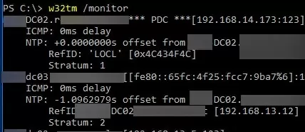 w32tm /monitor check ntp time sync on dc