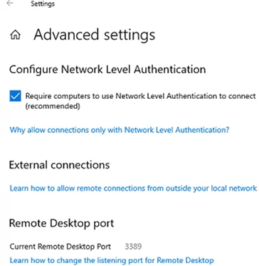 Configure Network Level Authentication for RDP on Windows 10