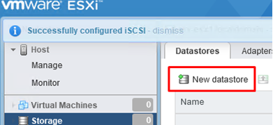 create new datastore on esxi host