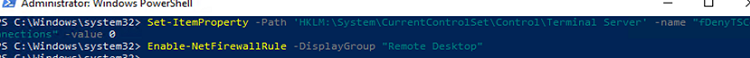 Enable RDP in Windows using PowerShell