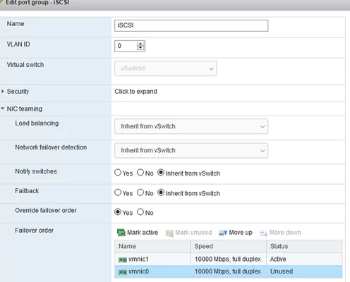 link vmkernel to uplink