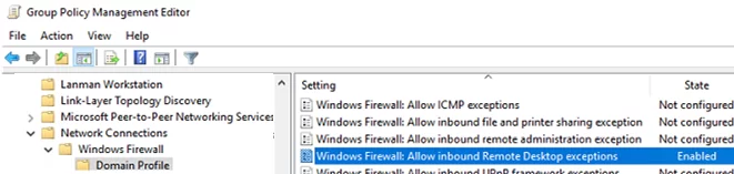 Windows Firewall: Allow inbound Remote Desktop Exceptions - GPO