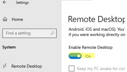 enable remote desktop on windows
