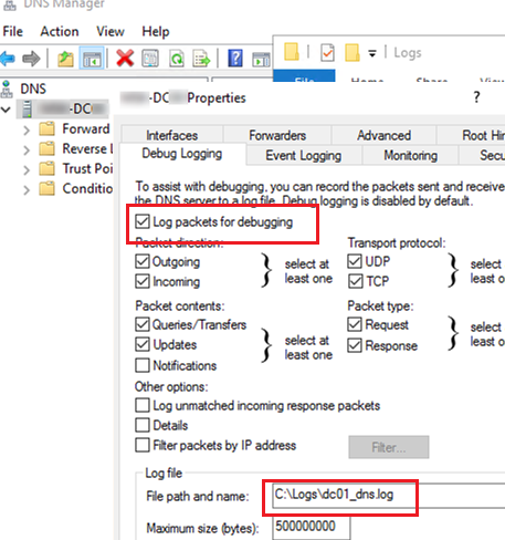 Enabling Active Directory DNS query logging on Windows Server