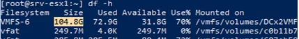 esxi cli: check vmfs datastore size and free space