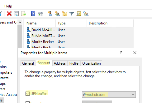 How to change multiple users UPN suffix?